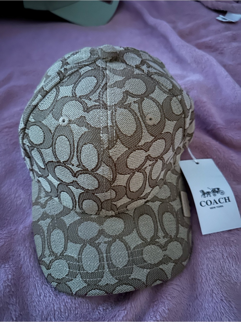 Coach Beige Monogram Baseball Cap